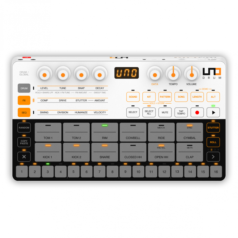IK UNO Drum - Analogue/PCM Drum Machine, Fully Programmable, Ultra-portable