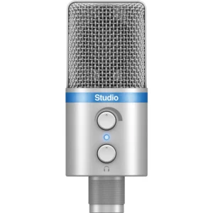 IK iRig Mic Studio - Ultra-portable Large Diaphragm Digital Condenser Mic for iOS, Android, Mac/PC - Silver