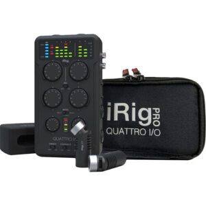 IK iRig Pro Quattro I/O Deluxe - 4-input Pro Field Recording Interface & Mixer w/Accessory Bundle