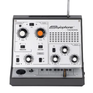 Stylophone Theremin portable synth with telescopic pitch antenna extended