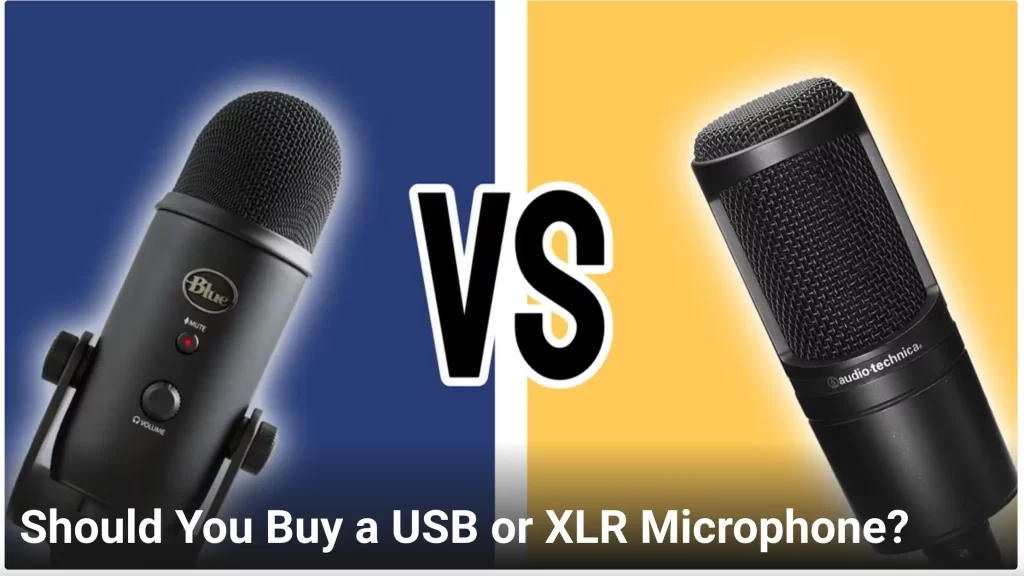 Infographic comparing USB and XLR microphones for recording.