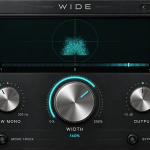 10dB WIDE free stereo widener plugin interface with Width knob, vectorscope and correlation meter
