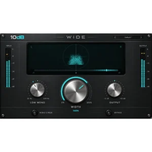 10dB WIDE free stereo widener plugin interface with Width knob, vectorscope and correlation meter