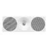 Amphion Helium520C in Full White, close front view of the woofer grilles and tweeter waveguide