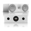 Amphion Helium520C Full White centre speaker, angled front and rear view showing twin rear ports and binding posts