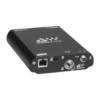 DiGiGrid MGO MADI interface, angled view of the end panel with Ethernet port, BNC connector, Net LED and power input
