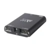 DiGiGrid MGO angled view of the two optical MADI ports with LC connectors on the end panel