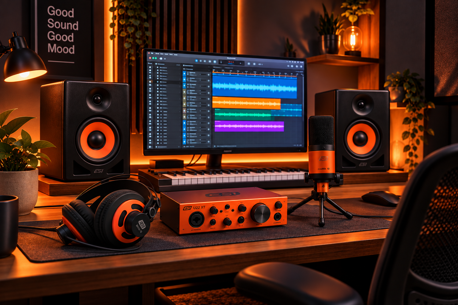 ESI U22 XT cosMik and nEar i5 home studio recording setup