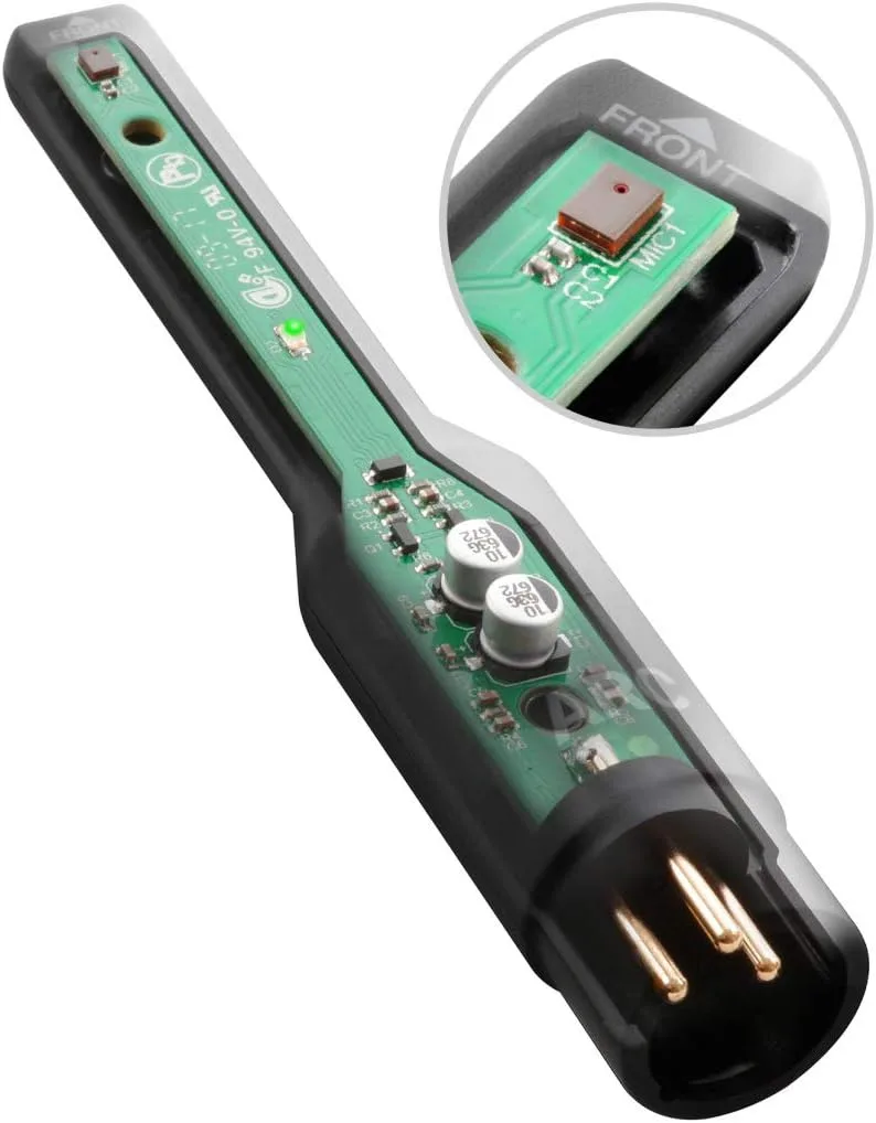 Cutaway of the IK Multimedia ARC Measurement Mic showing the MEMS capsule, circuit board and 3-pin XLR connector