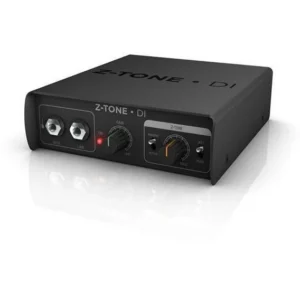 IK Multimedia Z-TONE DI active DI box, angled front view with input, link, gain and Z-TONE controls