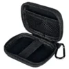 TONEX Plug Pouch open, showing mesh zip pocket in the lid and elastic strap in the soft-lined base