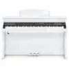 Ringway TG8862 digital piano in polished white, front view with 88 keys, dark control panel and three pedals