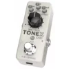 TONEX ONE Brown Sound white pedal angled view showing clear micro knobs, VOL/GAIN knob, ALT button and USB-C port