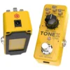 Two TONEX ONE Brown Sound yellow pedals: one showing the DC power input and base, one angled with the USB-C port
